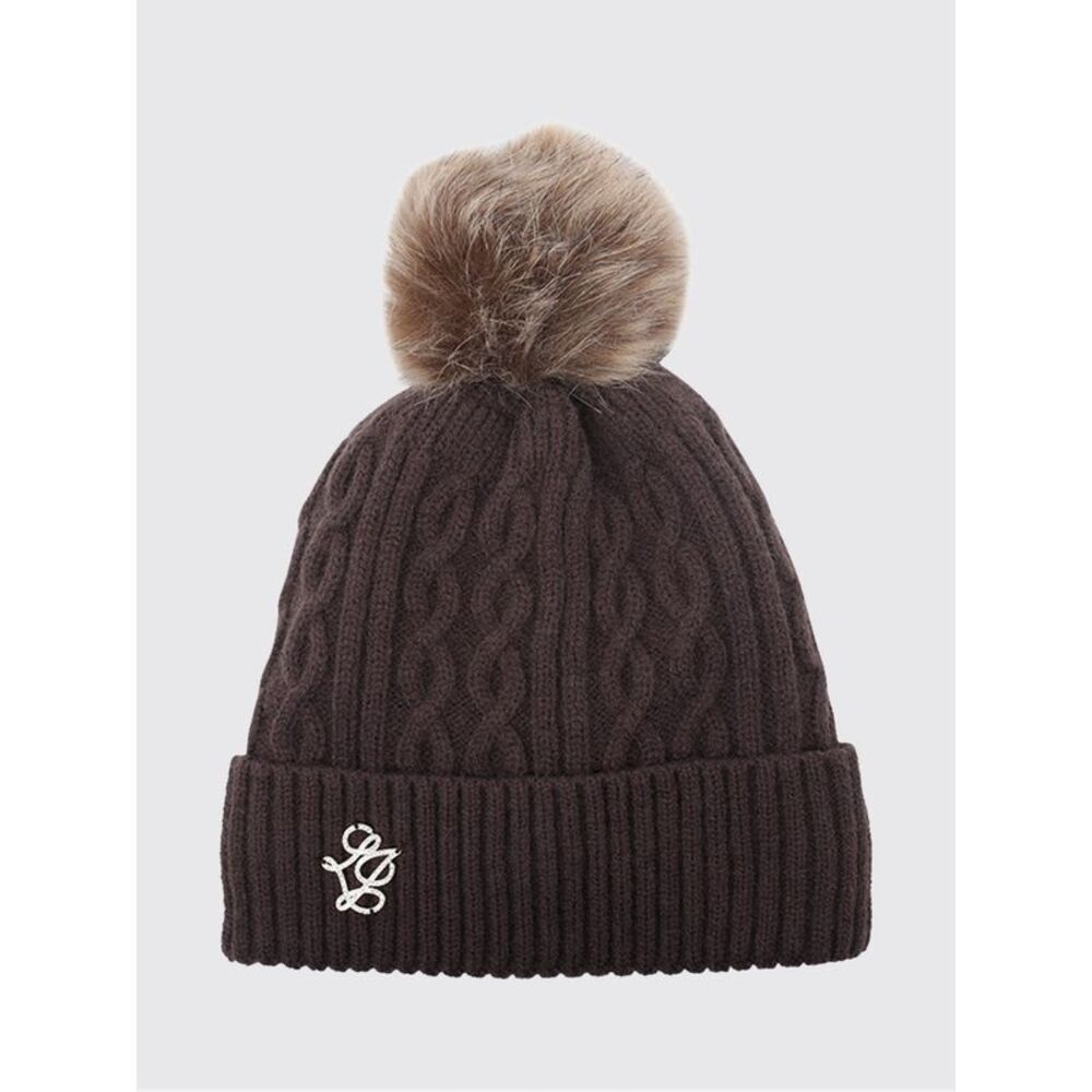 Liu Jo Women Wool Blend Beanie Liu Jo With Pom-Pom And Monogram Cuff